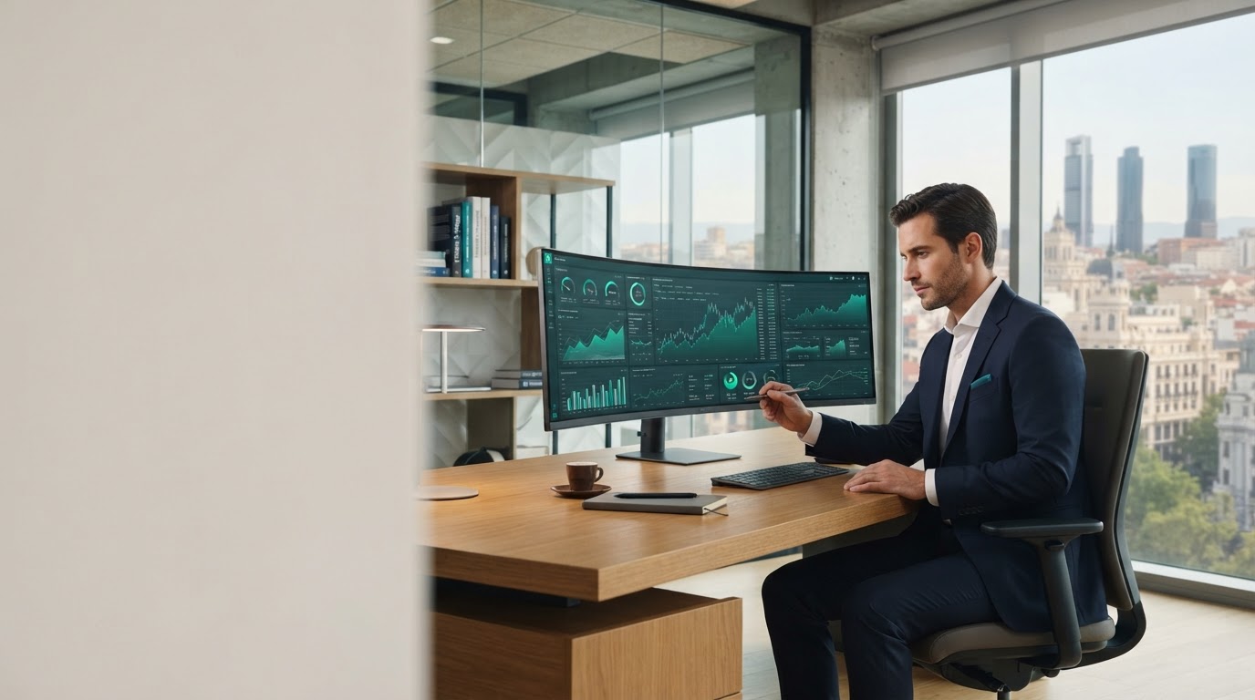 Roble Investecto: panel de análisis financiero con gráficos de tendencia generados por inteligencia artificial